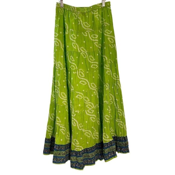 Sacred Threads Maxi Skirt Size OSFM Tiered Festival Boho Granola Girl Beachy - Picture 2 of 8